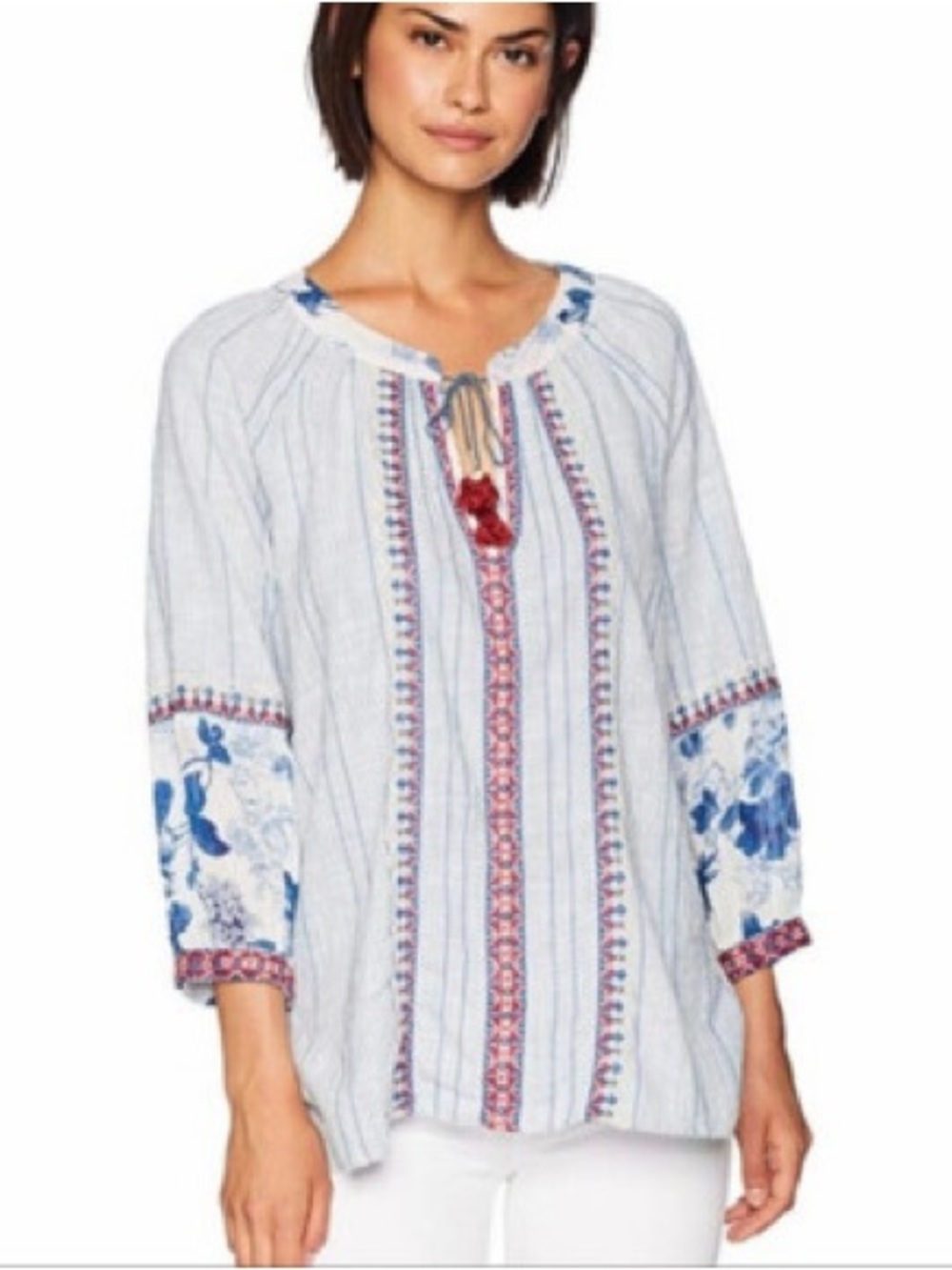 NWT Johnny Was Workshop Boho Mix Blouse Size Large